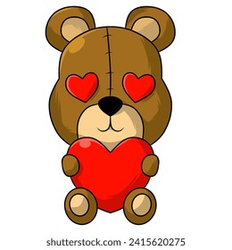 Teddy bear with love vector image, valentine collection, doll collection, teddy bear collection