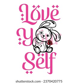 Teddy Bear loves slogan vector illustrations. Love message and hand-drawn design teddy bear. Graphic t-shirt design, love slogan with a cute bear toy, vector illustration for t-shirt.