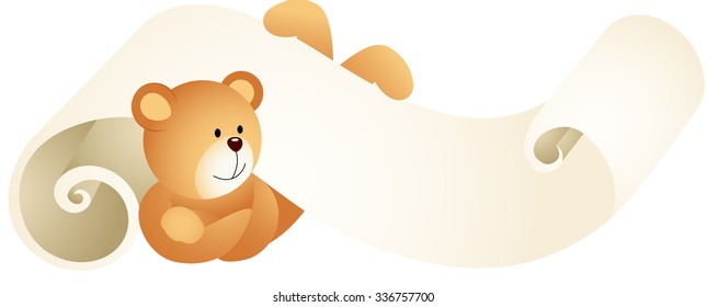 Teddy bear lying down on parchment