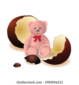 
Teddy bear made from a chocolate egg. Vector illustration.
