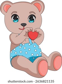 Teddy Bear Making Heart Sign Vector