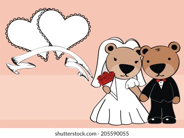 teddy bear married cartoon background in vector format