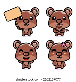 Caricatura de diseño de personajes de mascota de oso de peluche de peluche