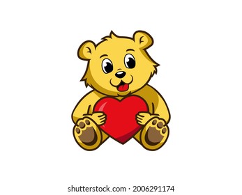 teddy bear mascot cute bear cartoon illustration. perfect of logos for doll shop, cartoon logo, children etc.