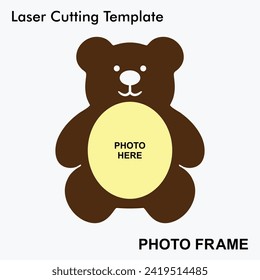 Teddy Bear modern design Laser cut photo frame with 1 photo. Creative and beautiful frame suitable for Home and Room Decor. Laser cut photo frame template design for mdf and acrylic cutting. svg