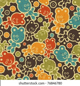Teddy bear monster seamless pattern. Vector illustration.