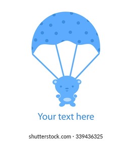 Teddy bear on the parachute. Vector illustration