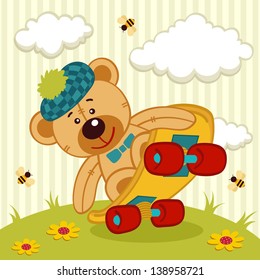 teddy bear on a skateboard