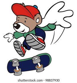 teddy bear on skateboard.