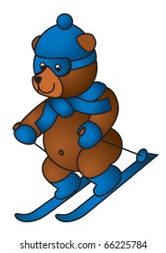 teddy bear on ski