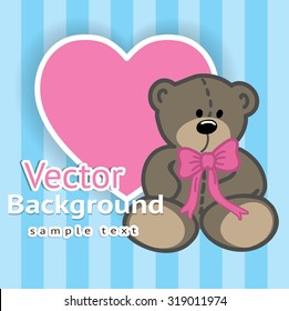 Teddy Bear on striped background.