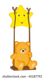 teddy bear on swing