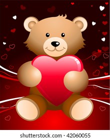 Oso de peluche sobre los antecedentes del Día de San Valentín
