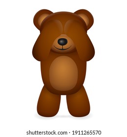Oso de peluche con fondo blanco. Ilustración vectorial.