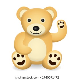 Teddy bear on a white background. Vector illustration.