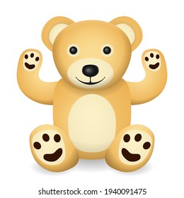 Teddy bear on a white background. Vector illustration.
