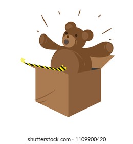 Teddy Bear Open up the package. Box Expedition Icon Illustration. Logistic Icon, Vector Illustration.