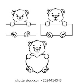 Teddy Bear Outline Frame Banner Ribon, Cricut, Monogram