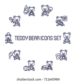 Teddy Bear Outline Icon Set
