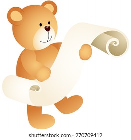 Teddy bear with a parchment