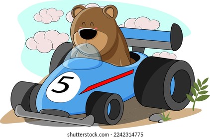 the teddy bear participates in formula 1 and is the leader among all