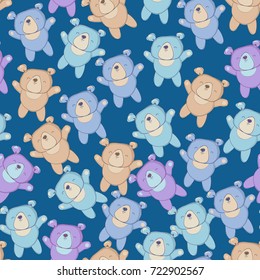 teddy bear pattern, hand drawn vector seamless 