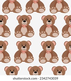 Teddy bear pattern on light gray background.