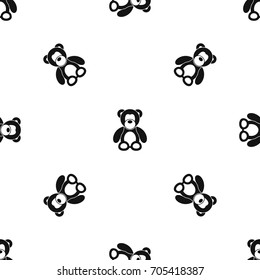 Teddy bear pattern repeat seamless in black color for any design. Vector geometric illustration