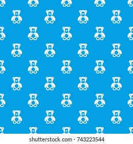 Teddy bear pattern repeat seamless in blue color for any design. Vector geometric illustration