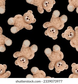 teddy bear pattern seamless black background