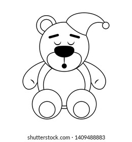 Teddy bear with pijama hat cartoon vector illustration graphic design