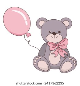 Teddy Bear pink. Teddy bear with pink balloon