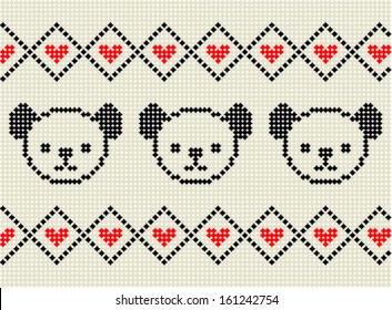 Teddy Bear Pixel Pattern 