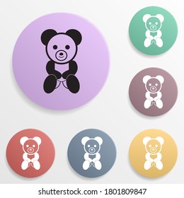 Icono de juego de colores de insignia de juguete de osito de peluche. Glifo simple, vector plano de iconos de juguetes para ui y ux, sitio web o aplicación móvil