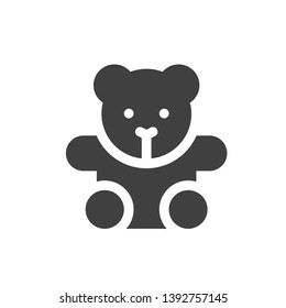 Teddy bear plush toy flat vector icon