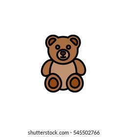 Teddy bear plush toy flat line icon 