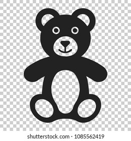 Teddy bear plush toy icon. Vector illustration on isolated transparent background. Business concept bear pictogram.