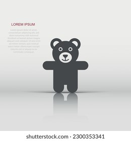 Teddy bear plush toy icon. Vector illustration. Business concept bear pictogram.