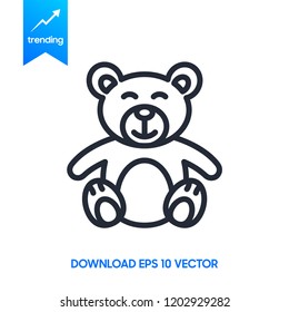 Teddy bear plush toy line art vector icon for apps and websites