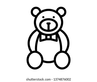 Teddy bear plush toy line art vector icon for apps and websites - Vector