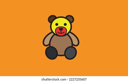 teddy bear plush toy line art vector icon