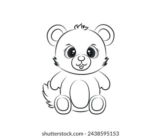 Teddy bear plush toy line art vector icon for apps and websites