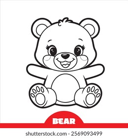 Teddy bear plush toy line art vector icon