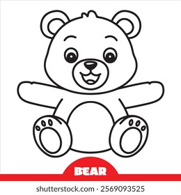 Teddy bear plush toy line art vector icon