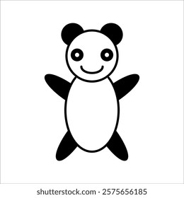 Teddy bear plush toy line art vector icon for apps and websites, with white background