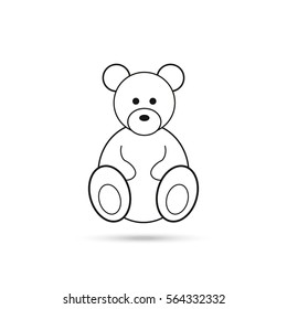 Teddy bear plush toy line art icon