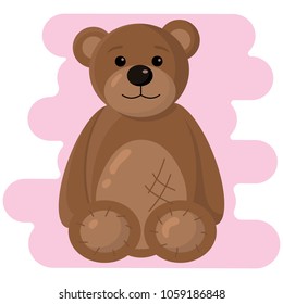 Teddy bear plush toy on pink background