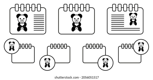 Teddy bear plush toy vector icon in calender set illustration for ui and ux, website or mobile application