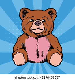teddy bear, Pop art retro vector illustration 50s 60s vintage kitsch style.