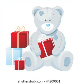 Teddy bear with present boxes for you